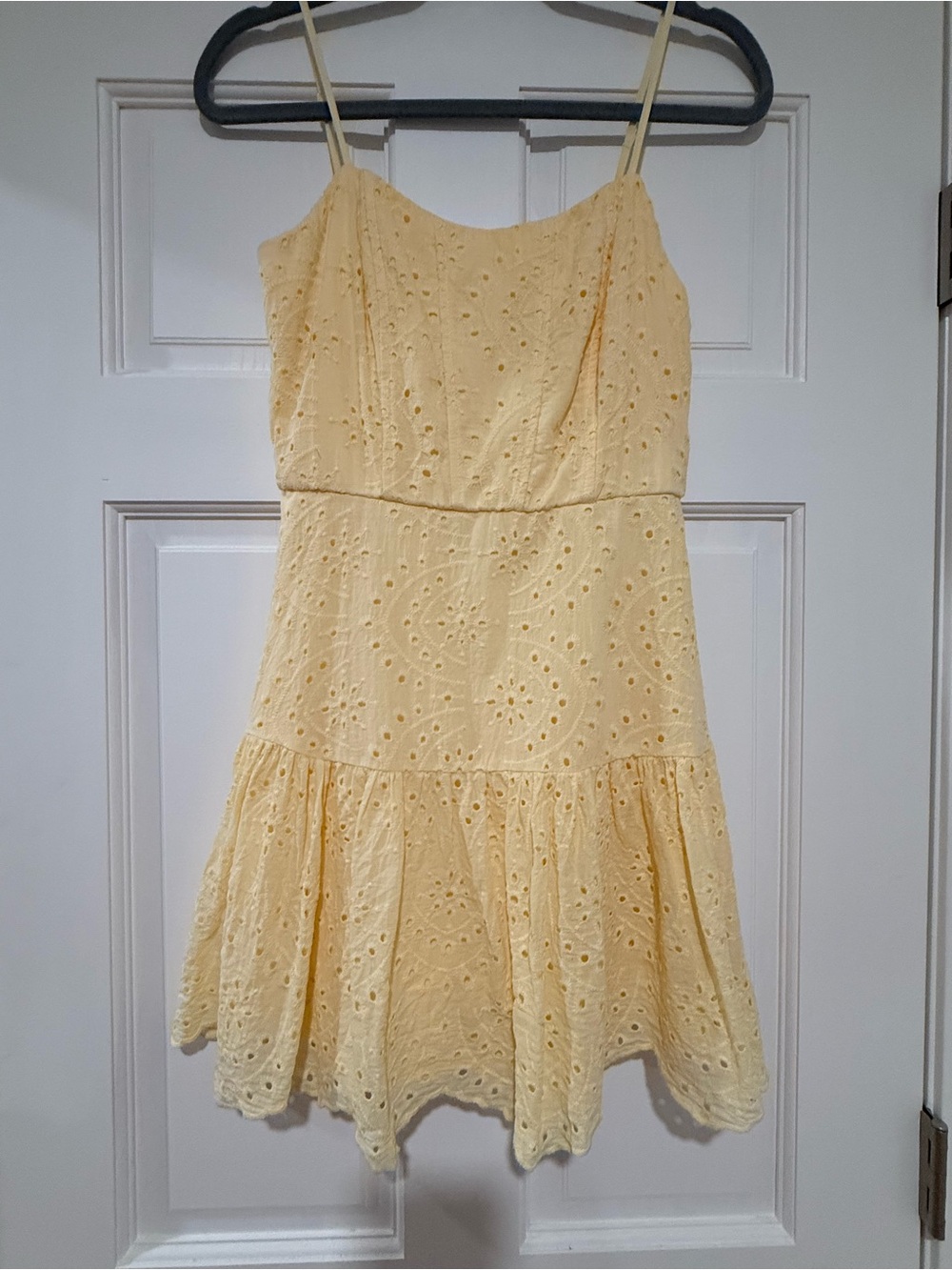 Francesca’s Yellow Eyelet Sundress - Lightweight Summer Dress